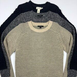3 Pack Men's Knit Sweater Navy Gray Beige